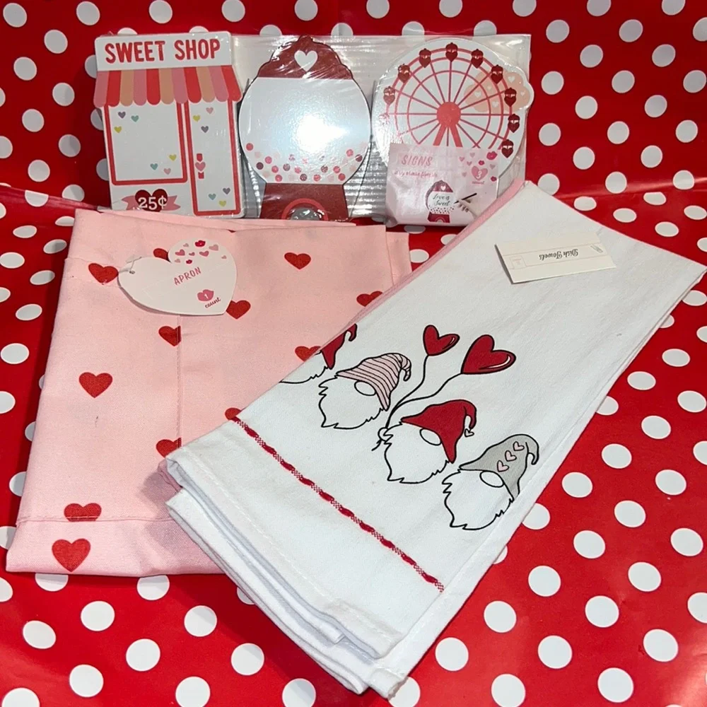 New Target Valentine’s Day Set: Gnome Towels, Heart Apron, Dry Erase Mini Signs